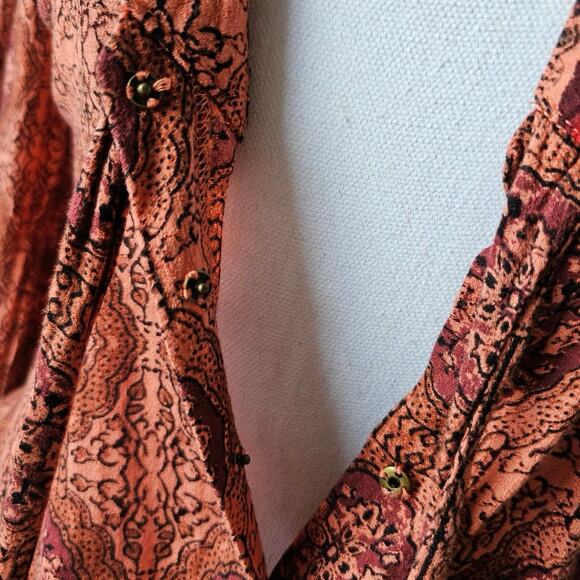 Free people Kaleidoscope top XS extra small bell sleeve tie boho drape blouse - Picture 11 of 16